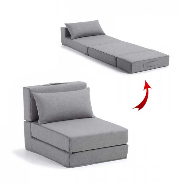 Fauteuil Lit Pliable Avec Coussin Couleur Gris (F107)