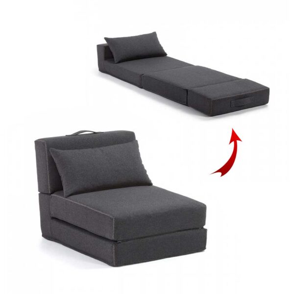 Fauteuil Lit Pliable Avec Coussin Couleur Noir (F106)