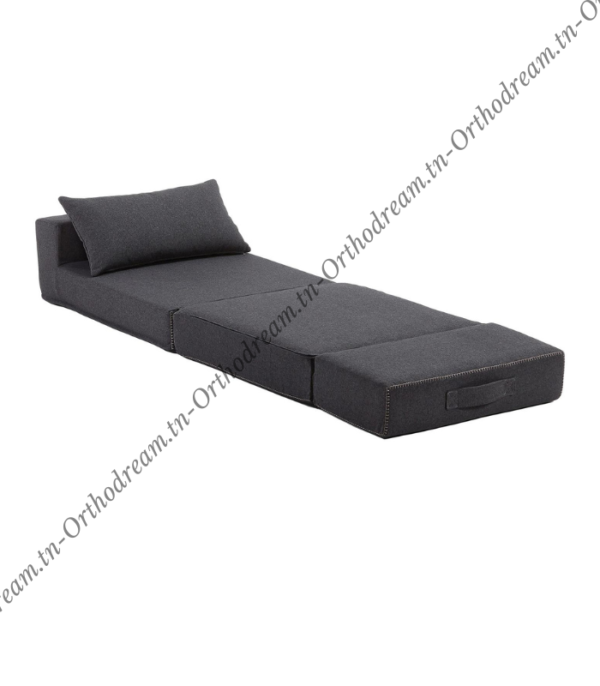 Fauteuil Lit Pliable Avec Coussin Couleur Noir (F106) – Image 5