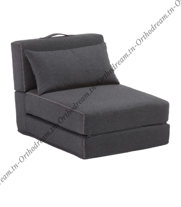 Fauteuil Lit Pliable Avec Coussin Couleur Noir (F106) – Image 2