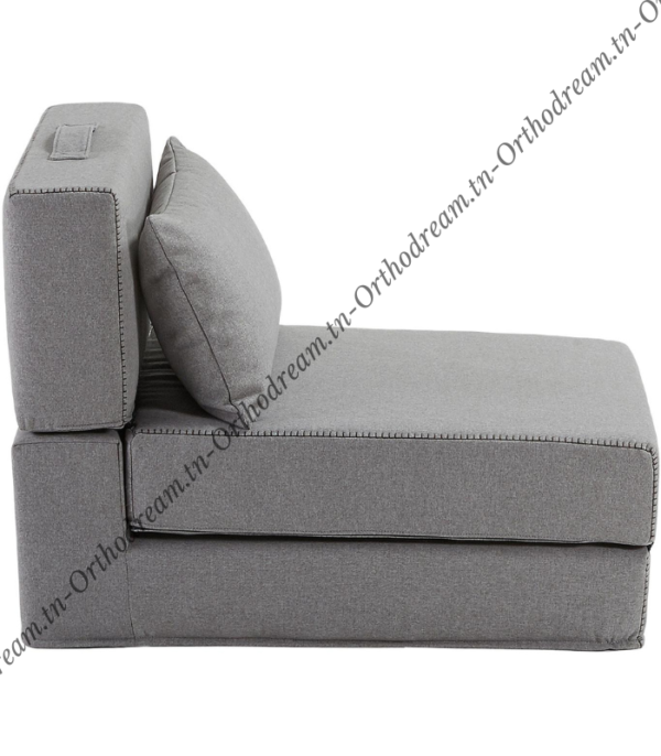 Fauteuil Lit Pliable Avec Coussin Couleur Gris (F107) – Image 4