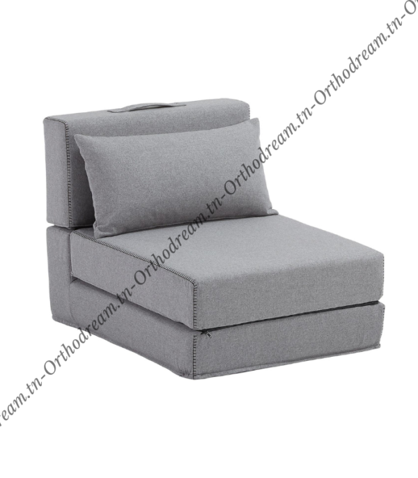 Fauteuil Lit Pliable Avec Coussin Couleur Gris (F107) – Image 2