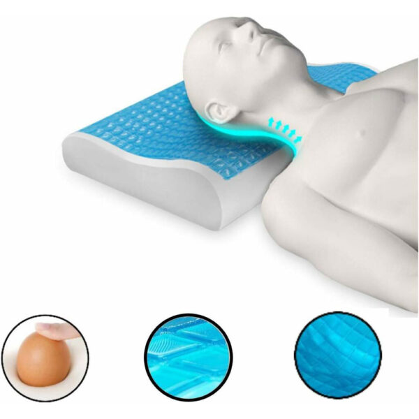 Oreiller Ergonomique Courbée Viscogel en Mousse à Mémoire de Forme et Gel Ultra Rafraîchissant – Image 13