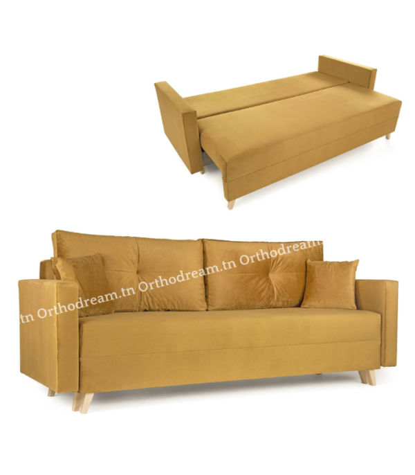 Canapé Convertible avec Coffre de Rangement en Velours Anti Taches (C201) – Image 12