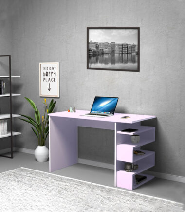 Bureau Avec Rangement Zigzag Mauve Clair