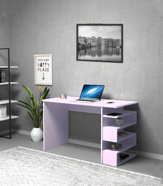 Bureau Avec Rangement Zigzag Mauve Clair