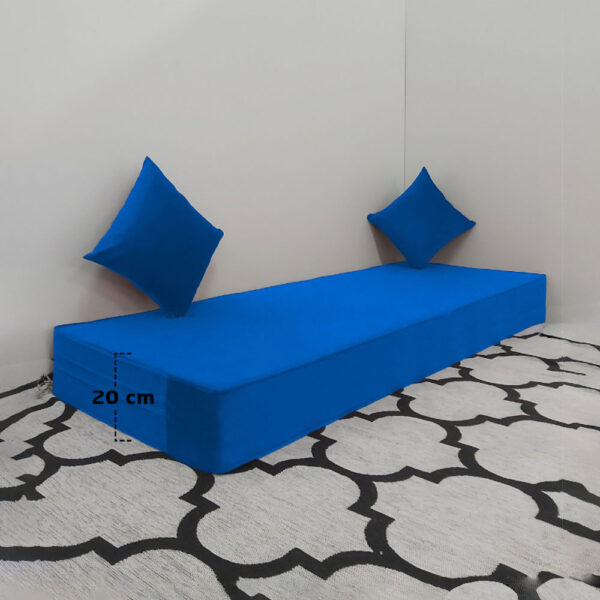 Matelas Mousse Avec 2 Coussins 20 cm Bleu